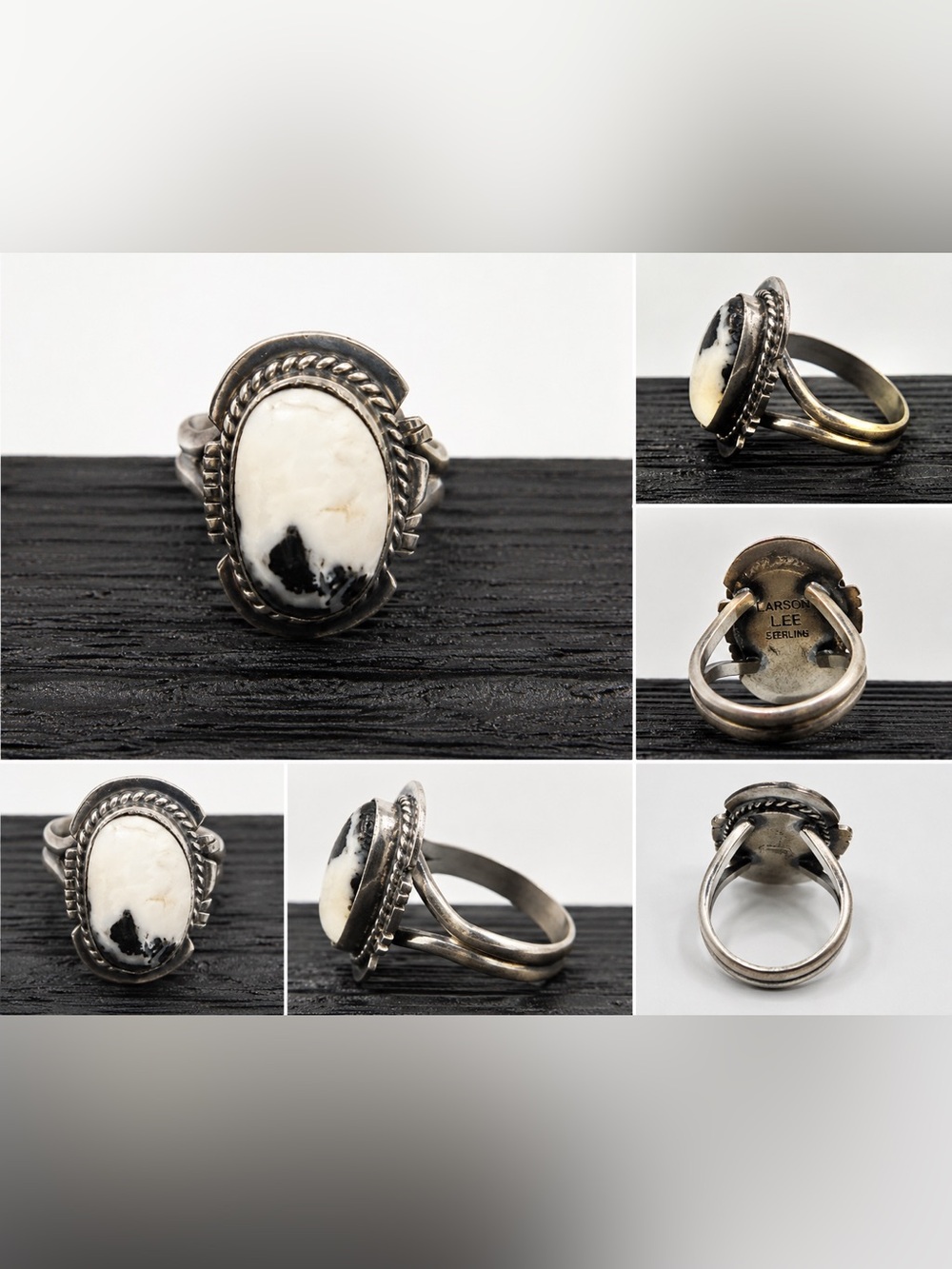 Larson L. Lee White Buffalo Sterling Silver Ring Size 8